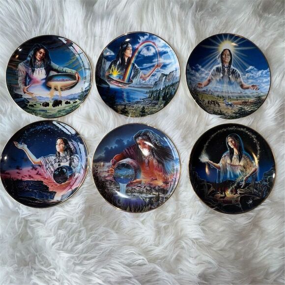Royal Doulton Native American Maiden Collector Plate Set David Penfound Set of 6 - Picture 1 of 2